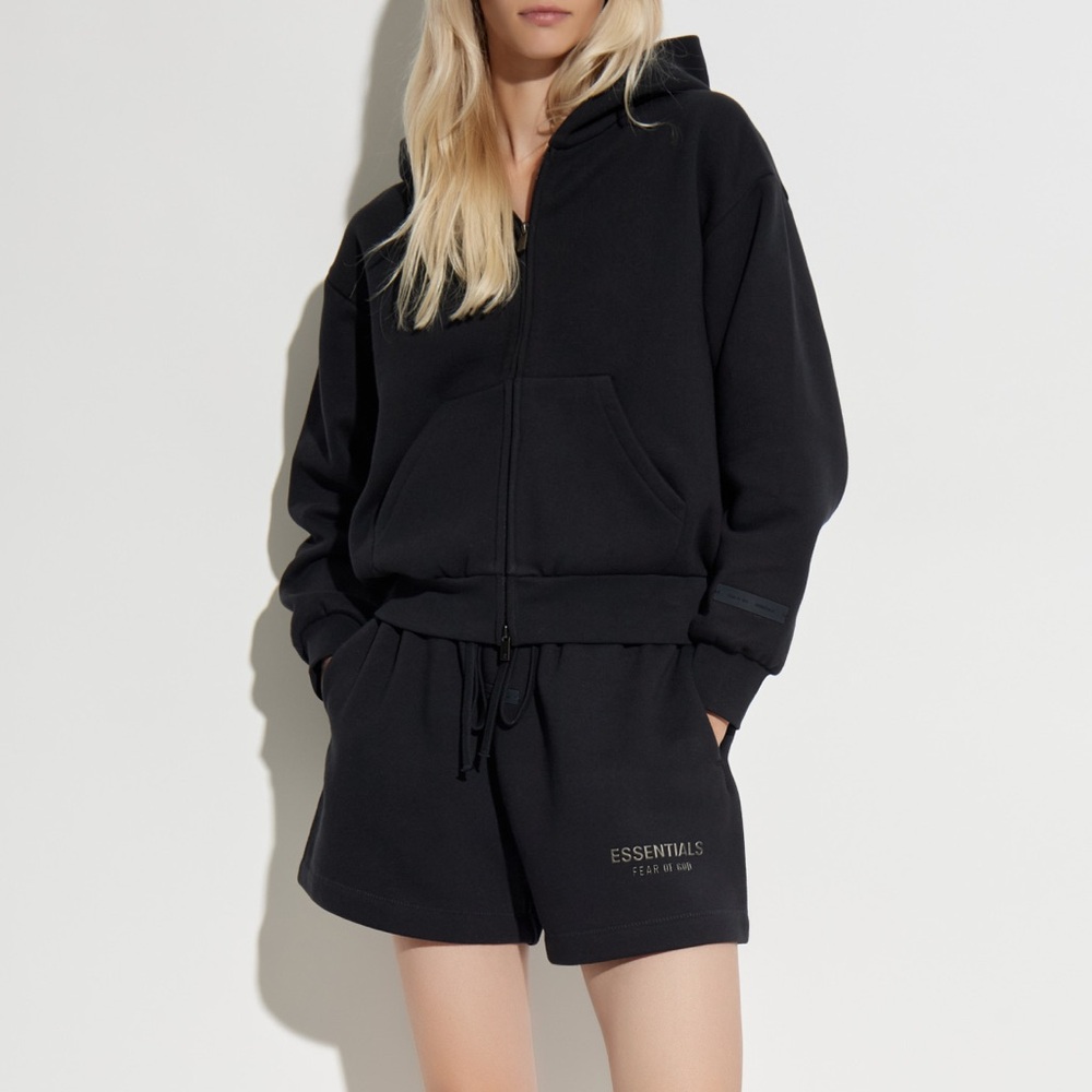 Fear Of God Essentials Black Classic Fit Zip Up Hoodie